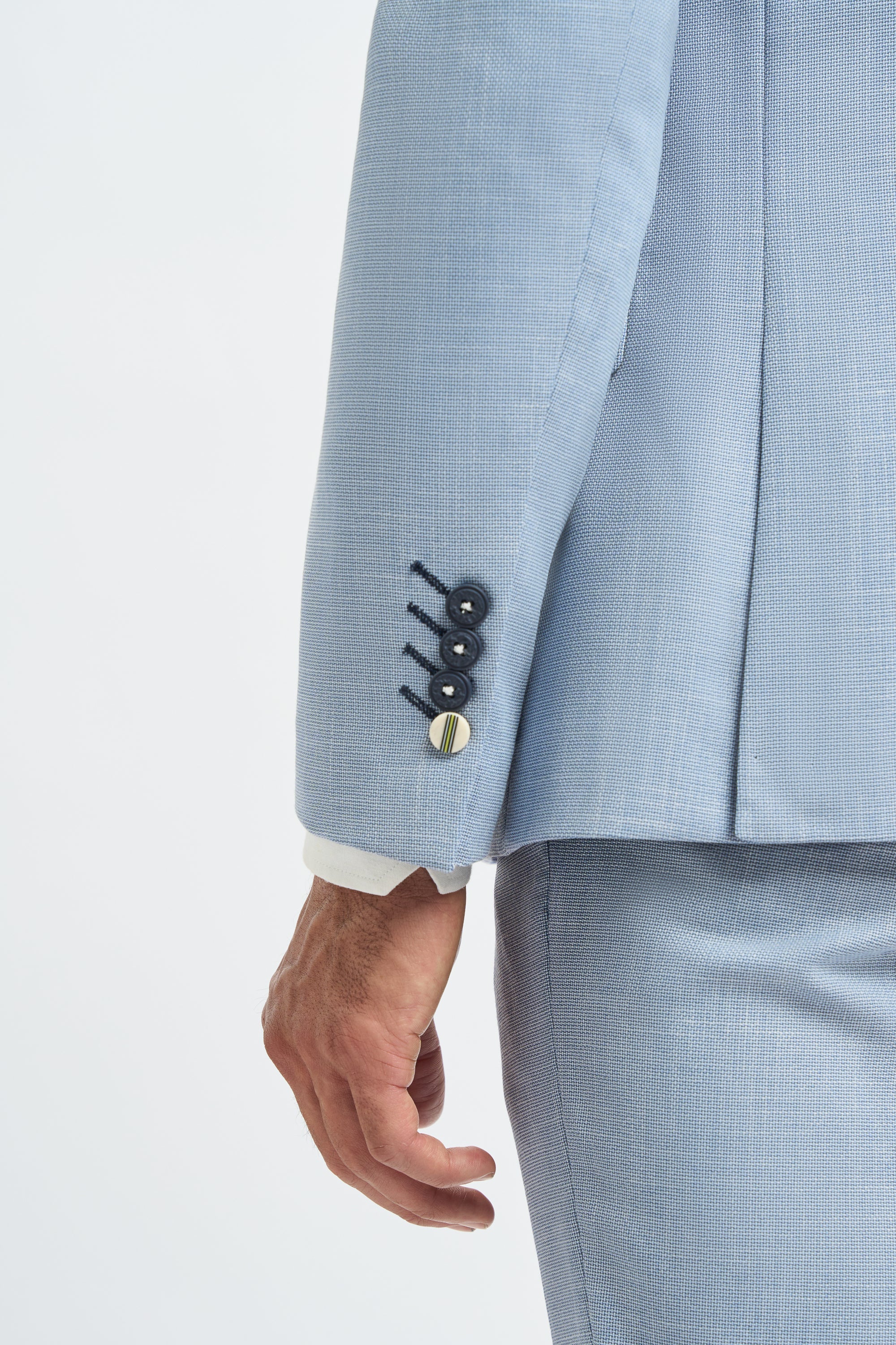 Herre 3-delt jakkesæt Lyseblåt Sommerlinned Skræddersyet Pasform Bryllupsgal Klassisk