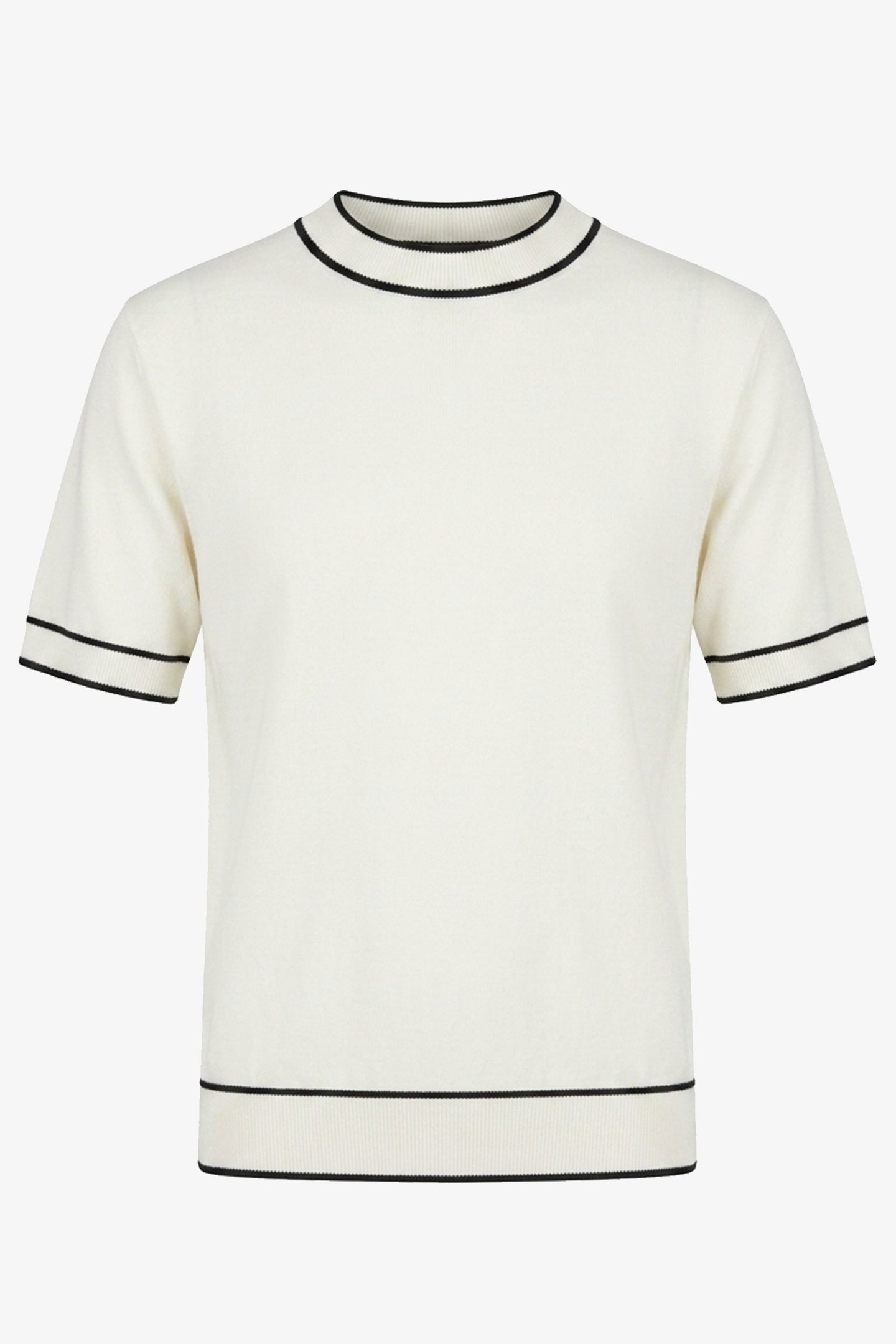 Herre Off-white strikket T-shirt med normal pasform og kontrastkant og rund hals