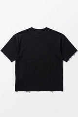 Herre T-shirt med rund hals og afslappet pasform i mørk marineblå med rå kant og bomuldsblanding