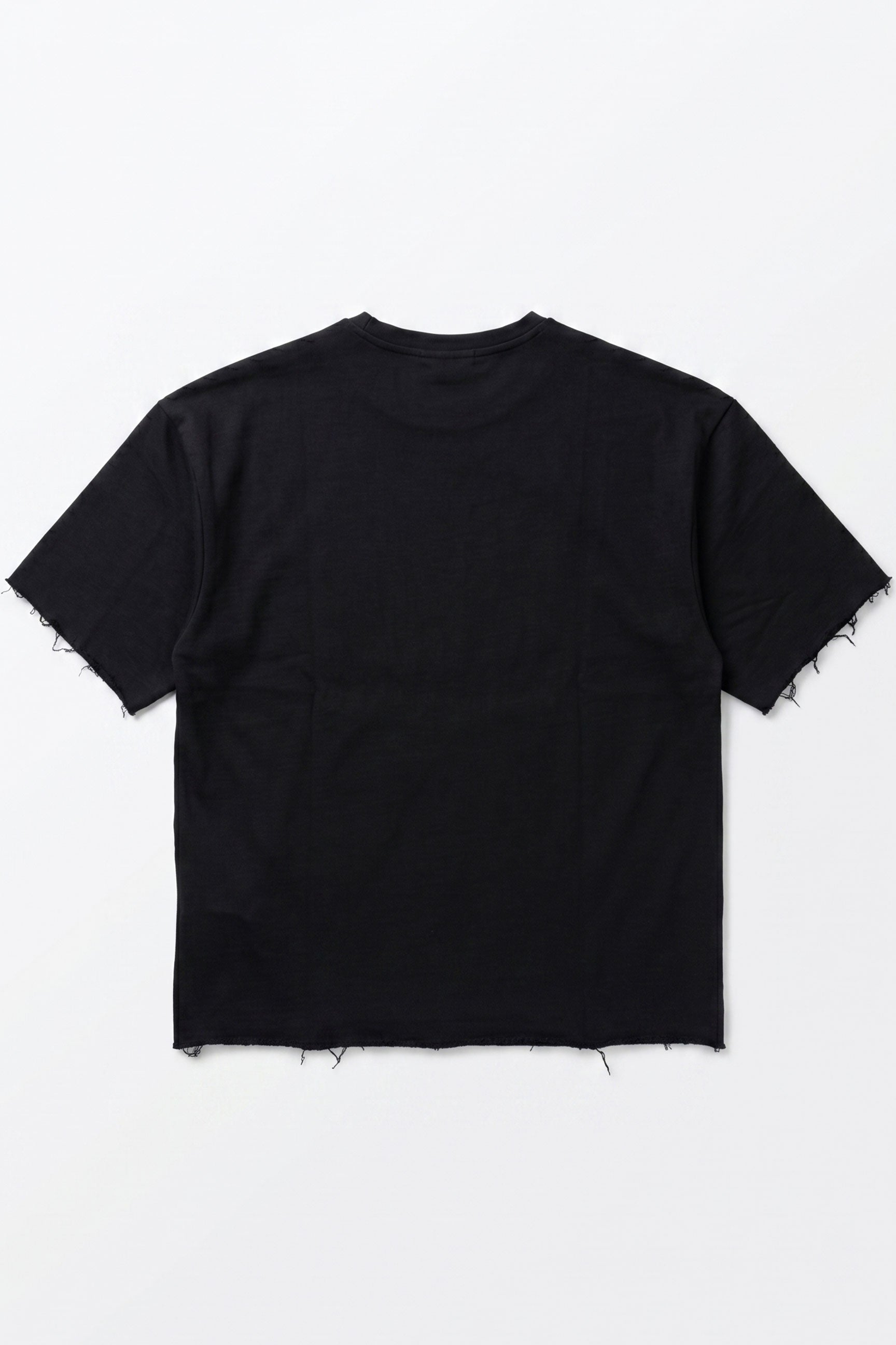 Herre T-shirt med rund hals og afslappet pasform i mørk marineblå med rå kant og bomuldsblanding