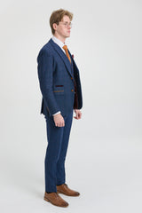 Scott Herre Blå 3-delt Tweed Ternet Suit