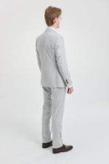 Mark herre gråsten 3-delt tweed ternet jakkesæt med brune kanter til bryllupper og gallafester