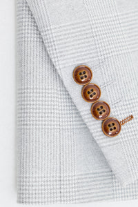 Mark herre gråsten 3-delt tweed ternet jakkesæt med brune kanter til bryllupper og gallafester