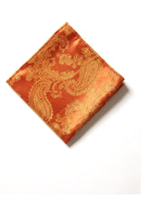 Paisley Hals Orange Slips Gavesæt Lommetørklæde Manchetknapper Slips Blomster Satin
