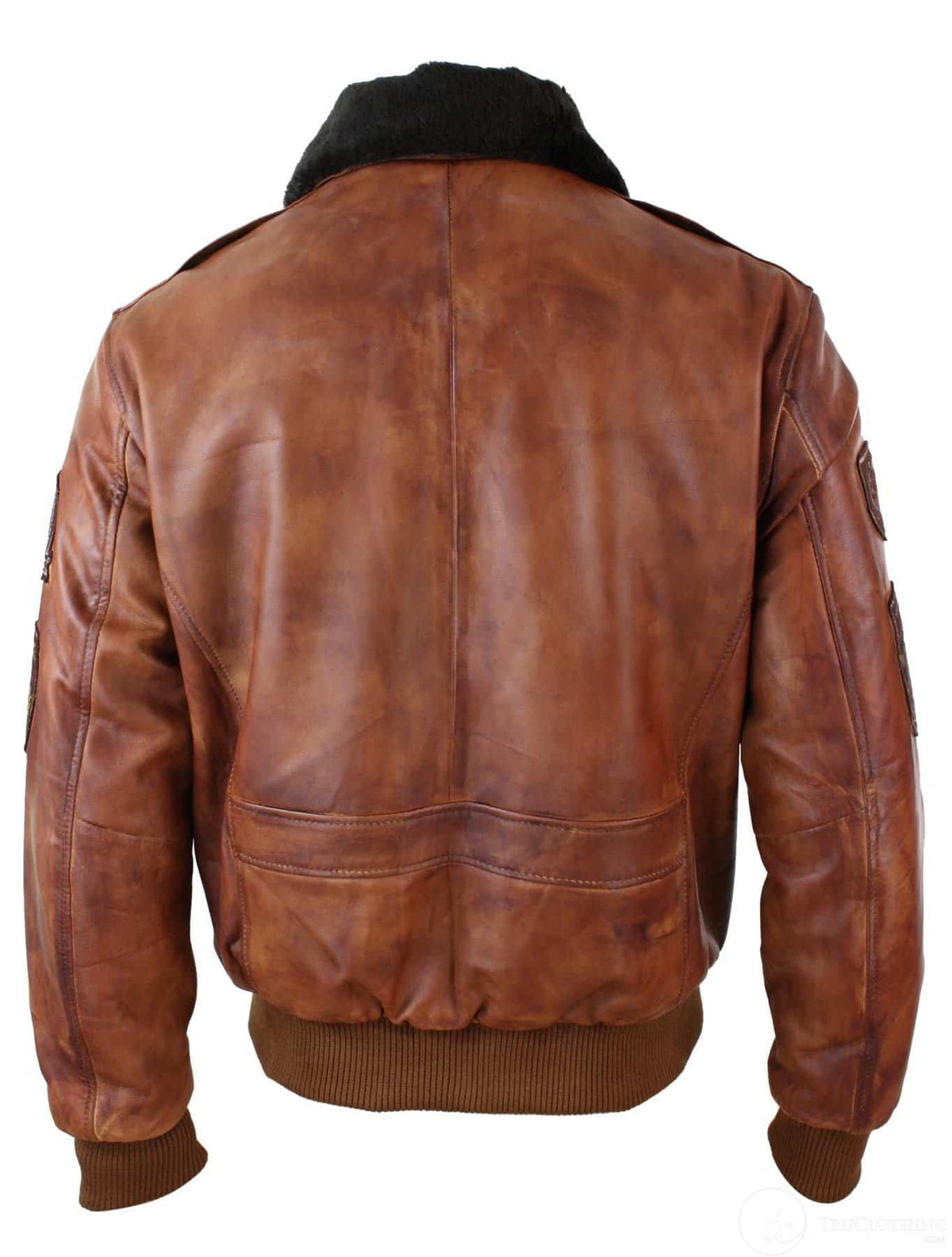 Herre Aviator Flying Pilot Bomberjakke Vintage Tan Aftagelig Sort ...