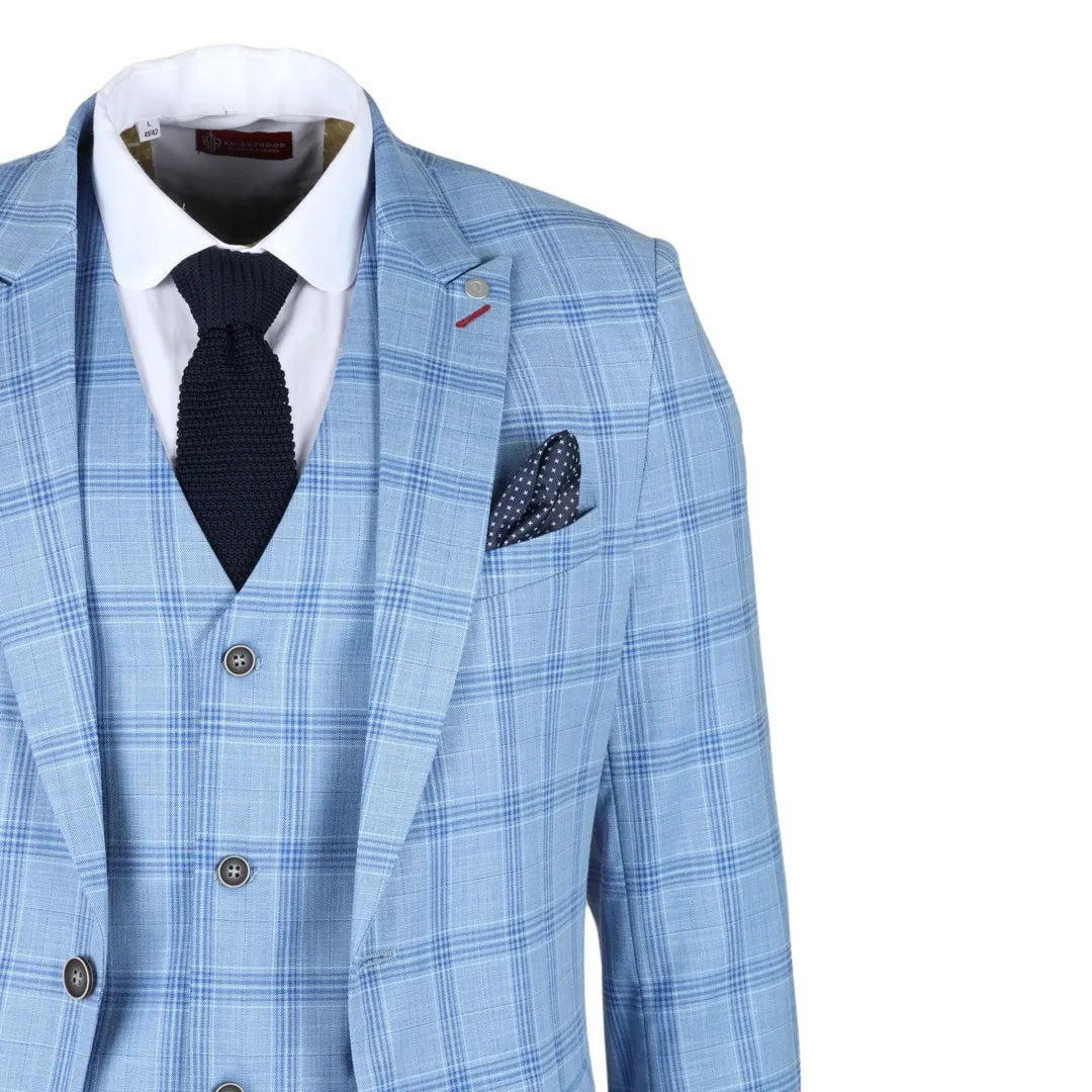 Plowman - Men's Light Blue Checked Blazer