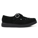 Spidse Creeper Sorte Ruskinds Plateausko med Monk Buckle
