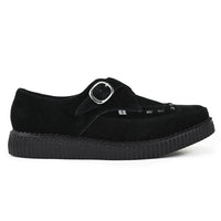 Spidse Creeper Sorte Ruskinds Plateausko med Monk Buckle