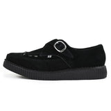 Spidse Creeper Sorte Ruskinds Plateausko med Monk Buckle