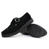 Spidse Creeper Sorte Ruskinds Plateausko med Monk Buckle