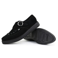 Spidse Creeper Sorte Ruskinds Plateausko med Monk Buckle