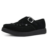 Spidse Creeper Sorte Ruskinds Plateausko med Monk Buckle