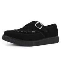 Spidse Creeper Sorte Ruskinds Plateausko med Monk Buckle