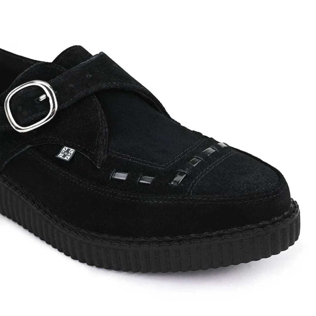 Spidse Creeper Sorte Ruskinds Plateausko med Monk Buckle