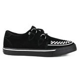 Spidse Creeper Sneaker Sorte Hvide Ruskinds Platformsko