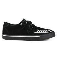 Spidse Creeper Sneaker Sorte Hvide Ruskinds Platformsko