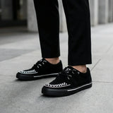 Spidse Creeper Sneaker Sorte Hvide Ruskinds Platformsko