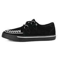 Spidse Creeper Sneaker Sorte Hvide Ruskinds Platformsko