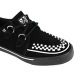 Spidse Creeper Sneaker Sorte Hvide Ruskinds Platformsko