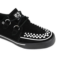 Spidse Creeper Sneaker Sorte Hvide Ruskinds Platformsko
