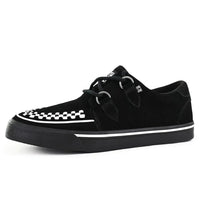 Spidse Creeper Sneaker Sorte Hvide Ruskinds Platformsko