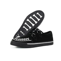 Spidse Creeper Sneaker Sorte Hvide Ruskinds Platformsko