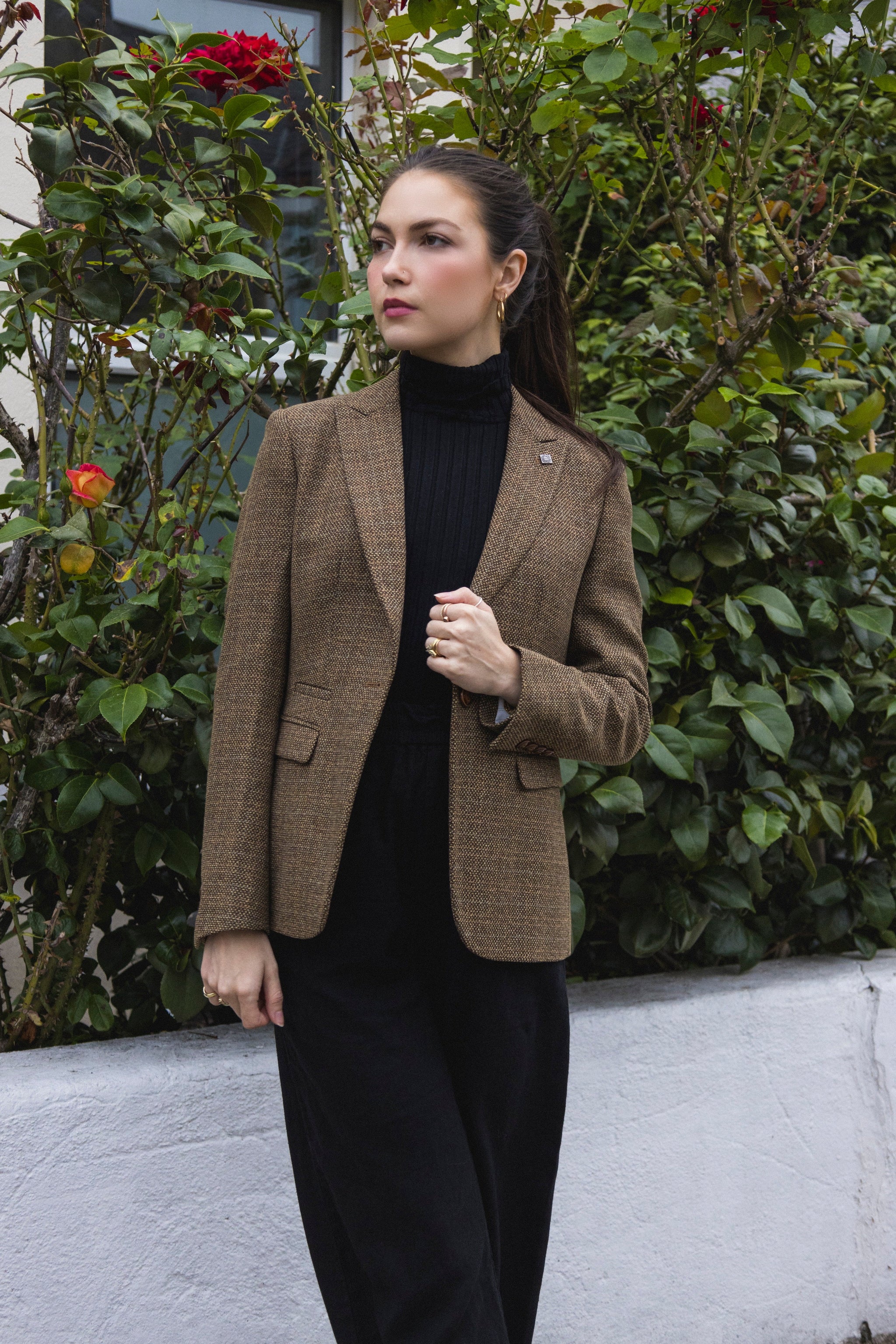 Ralph - Dame Brun Tweed Blazer i Skræddersyet Stil