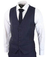 Navy-Blue Pinstripe 3 Piece Suit - RC20-31