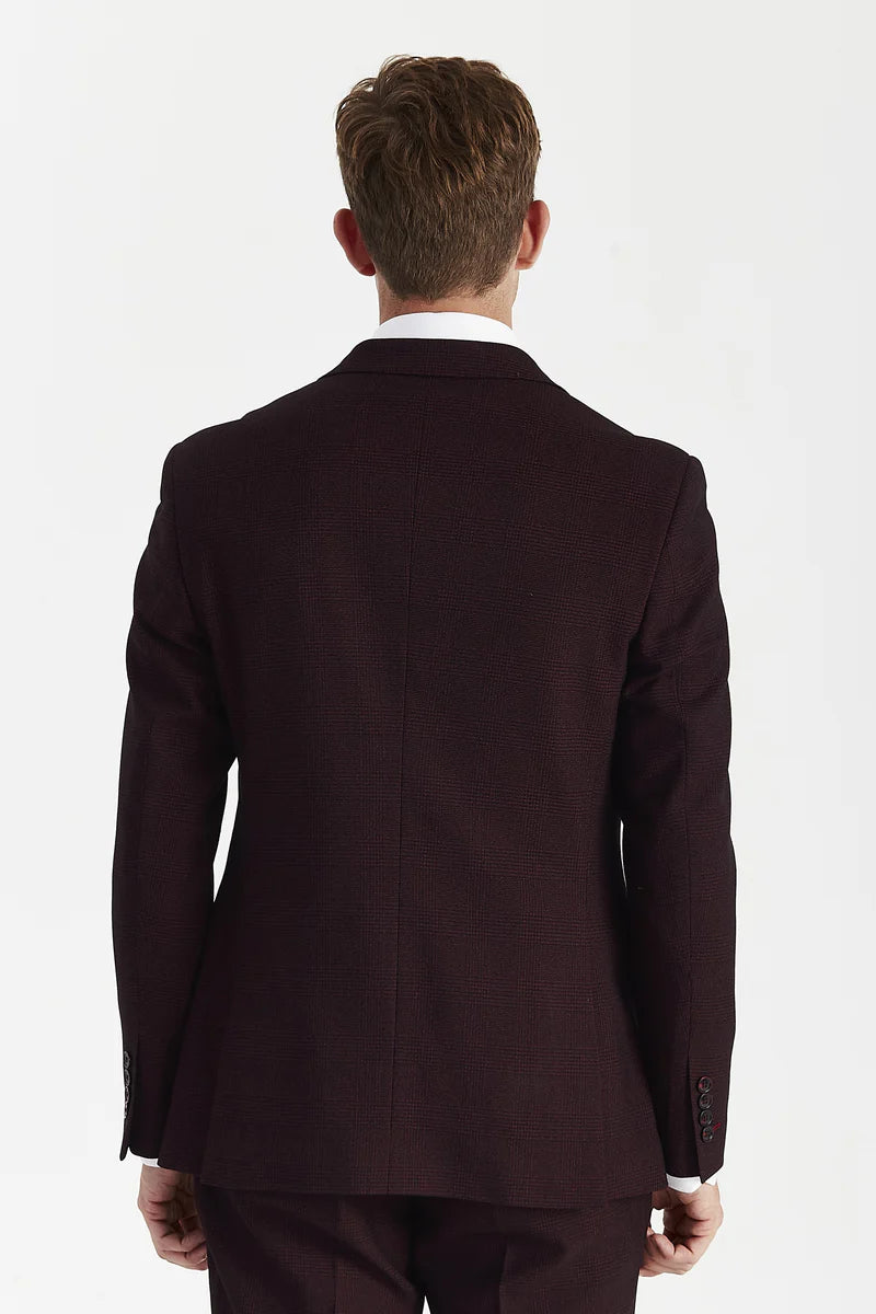 Regent - Brugundy Ternet Dobbeltradet Blazer til Herrer