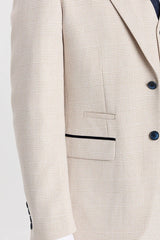 Regent - Cremefarvet ternet blazer i Weeding-stil til mænd
