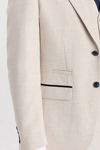 Regent - Cremefarvet ternet blazer i Weeding-stil til mænd