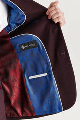 Regent - Herreblazer med vinrødt ternet skræddersyet snit