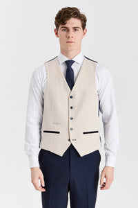 Regent Marineblå Ternet Suit med Kontrastfarvet Regent Cream Vest