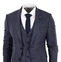 Navy-Blue Graph Check 3 Piece Suit - RK20-02