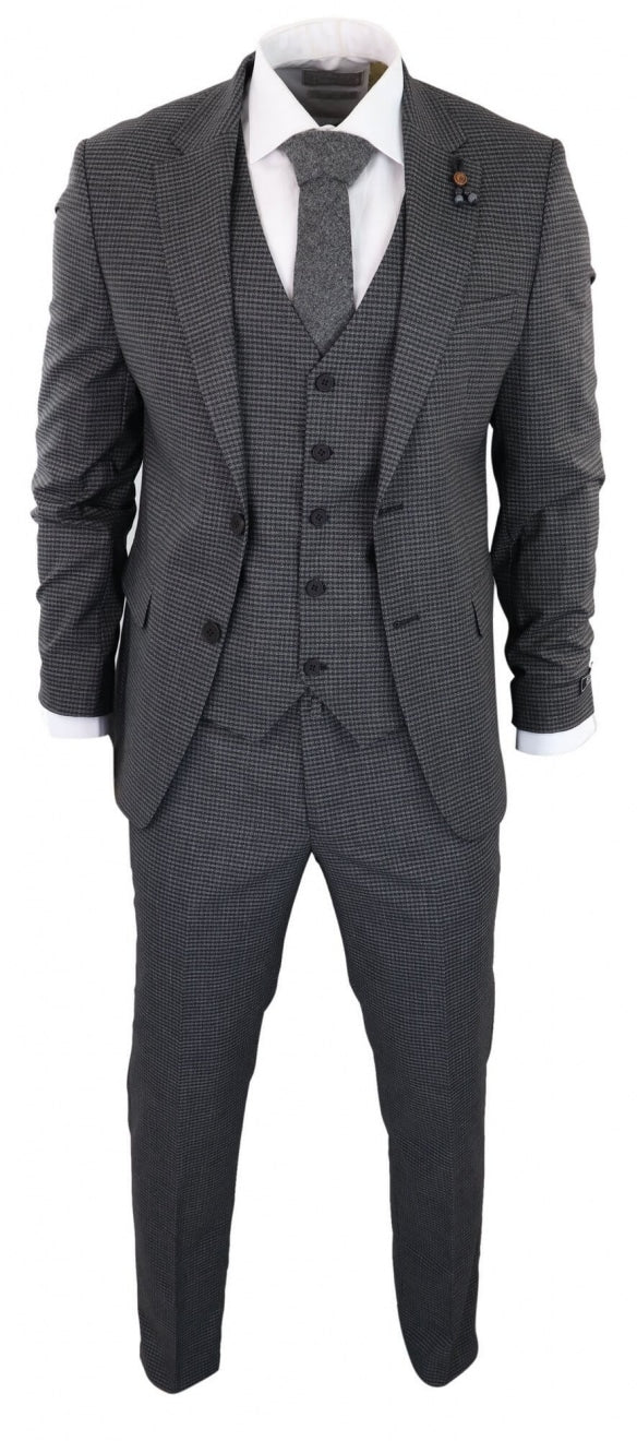 Dark-Grey Sheppard's Check 3 Piece Suit - RK20-12