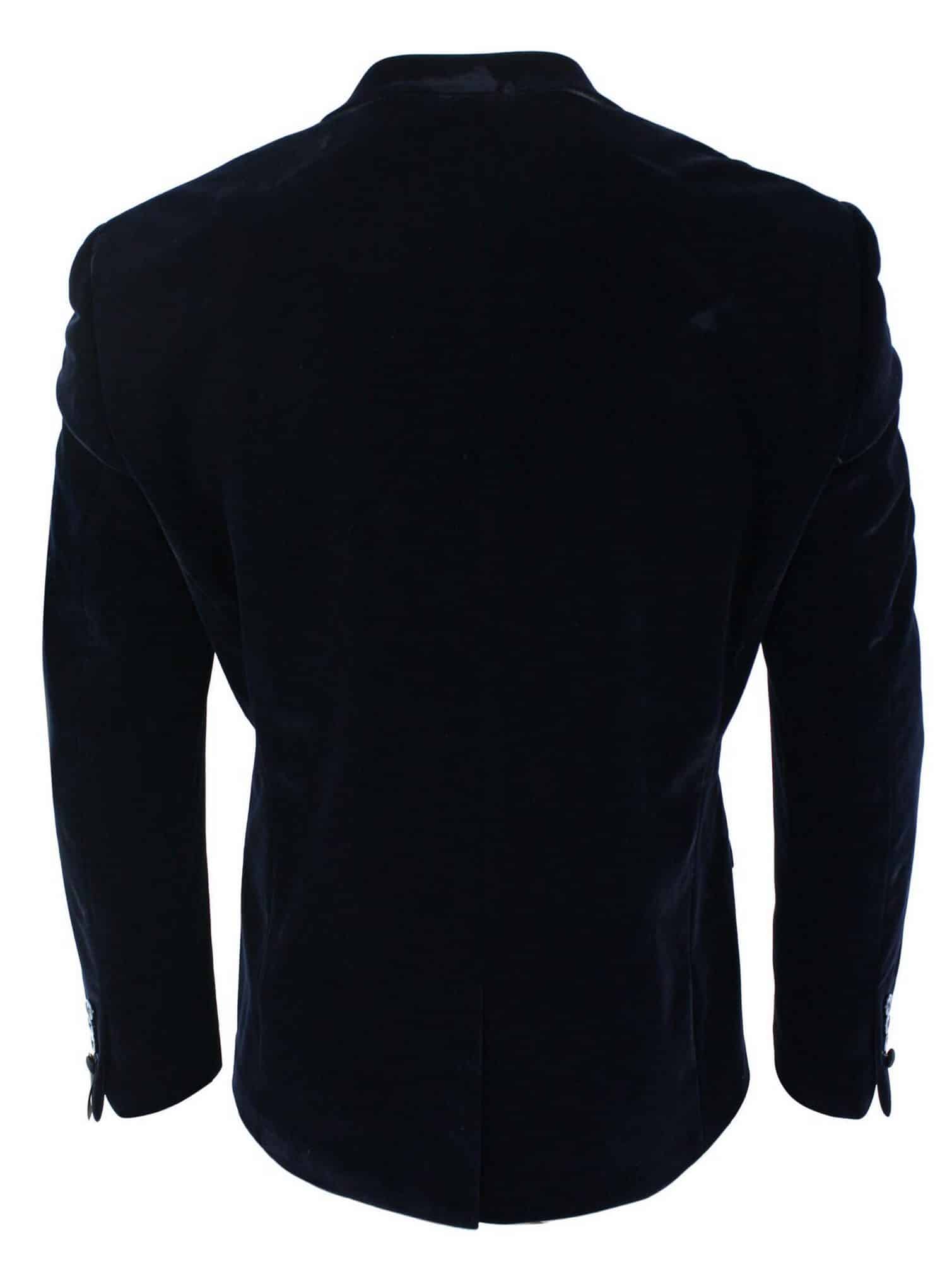 Cavani Rosa - Mens Soft Velvet Black Navy 1 Button Dinner Jacket Tuxedo Blazer Smart Casual Fit-Navy
