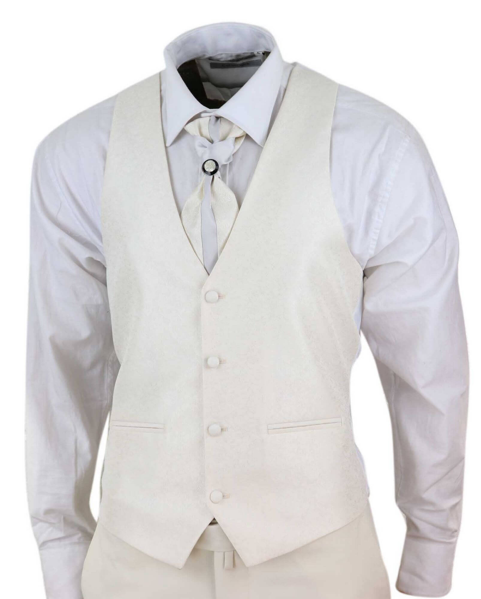 Mens 4 Piece Shawl Lapel Suit - Cream