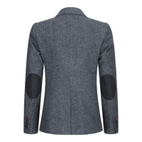 Womens Blazer Suit Wool Tweed Elbow Patch 1920s Vintage Classic Grey