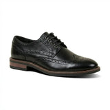 Stokes - Herre sorte læder Wingtip Brogue snøresko
