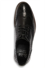 Stokes - Herre sorte læder Wingtip Brogue snøresko