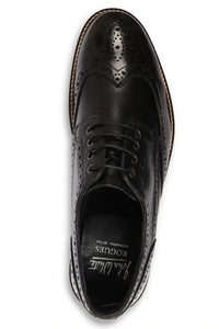 Stokes - Herre sorte læder Wingtip Brogue snøresko