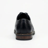 Stokes - Herre sorte læder Wingtip Brogue snøresko