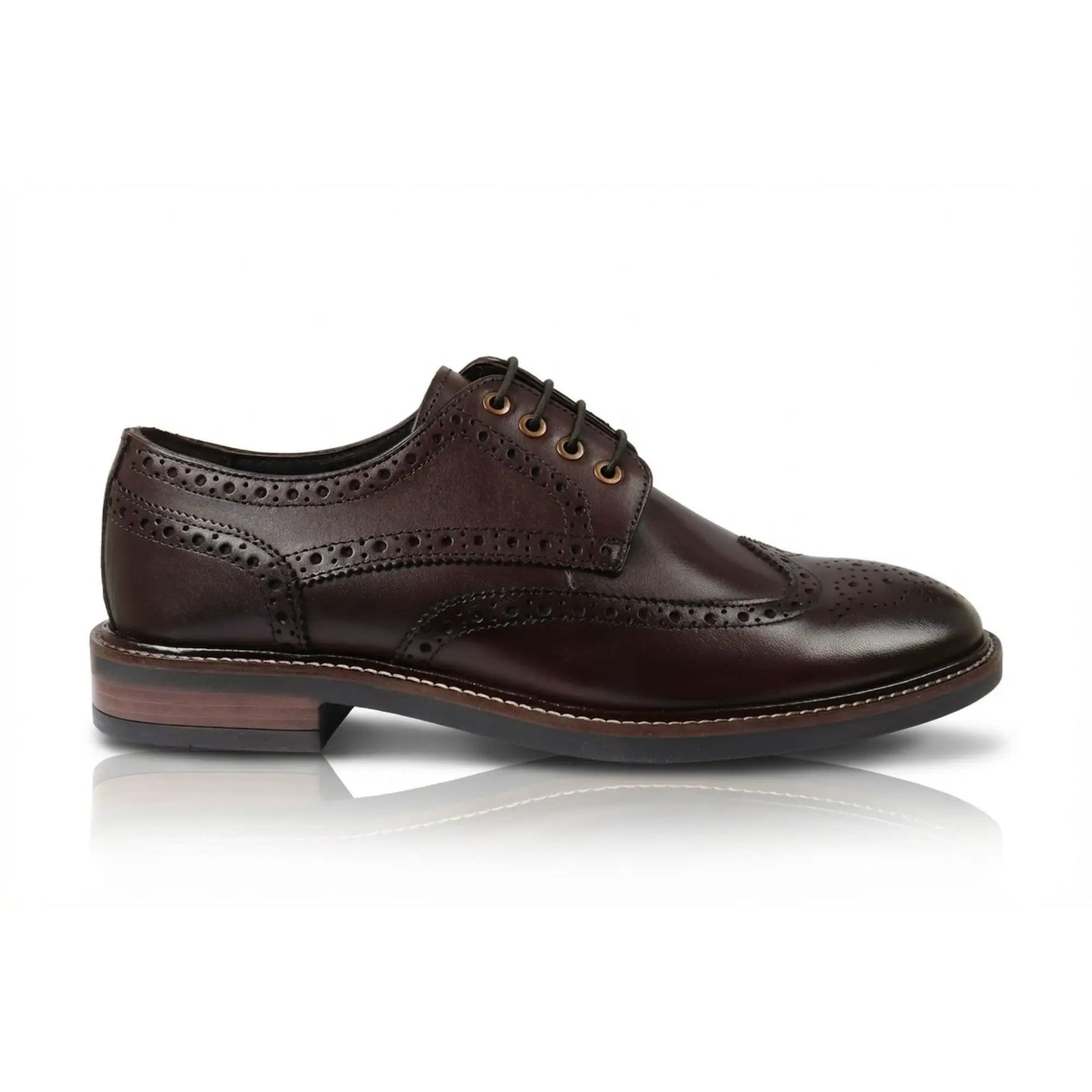 Stokes - Herresko i brunt læder med wingtip-brogue-snørebånd