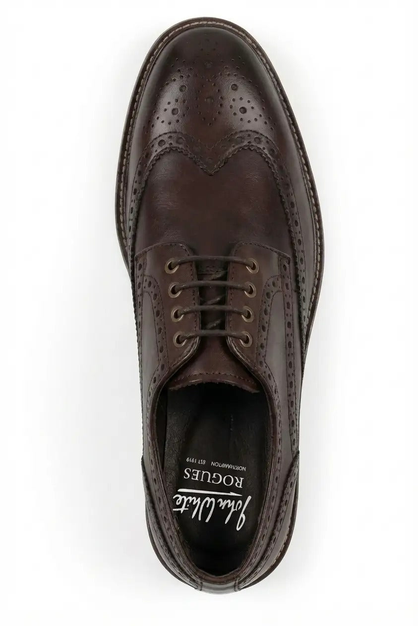 Stokes - Herresko i brunt læder med wingtip-brogue-snørebånd