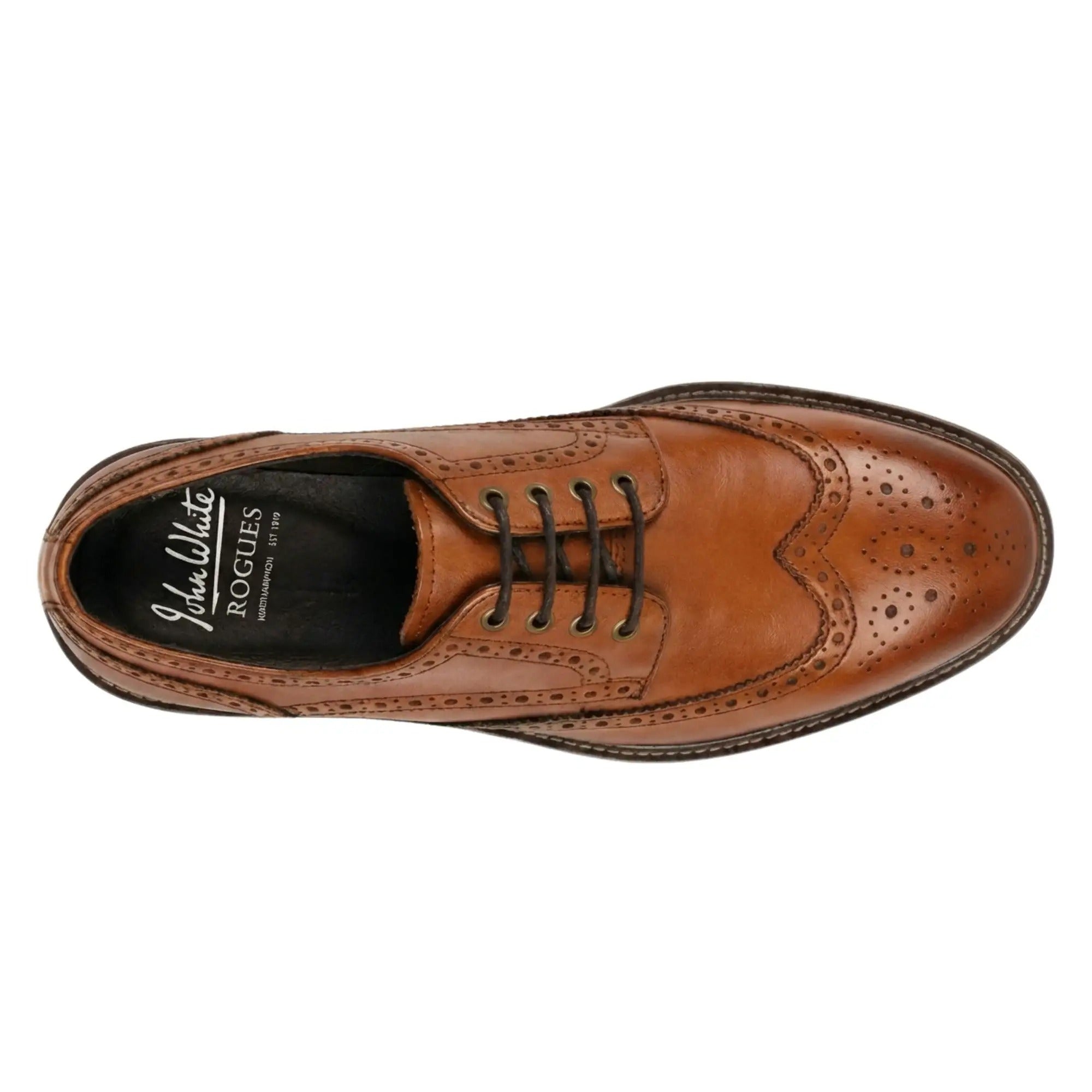 Stokes - Herrebrune Wingtip Brogue-sko i læder med snørebånd