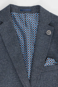 Herre 3-delt marineblåt jakkesæt med dobbeltradet vest