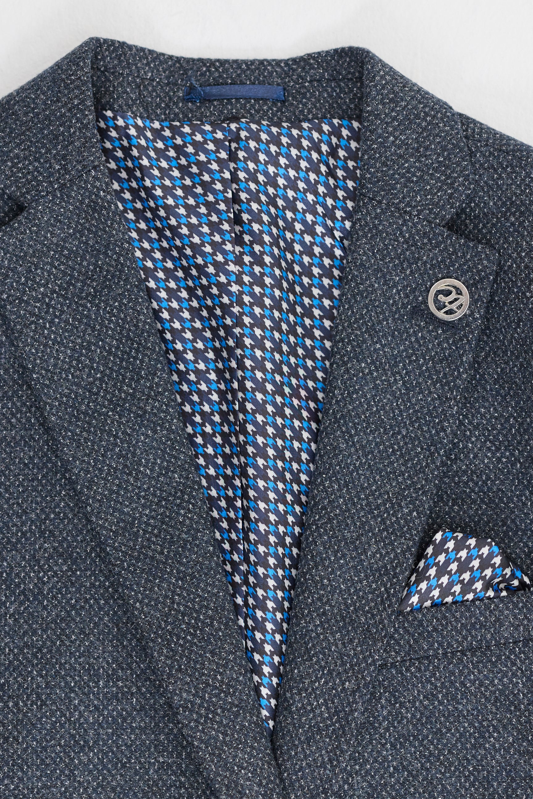 Herre 3-delt marineblåt jakkesæt med dobbeltradet vest