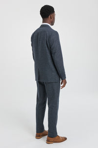 Herre 3-delt marineblåt jakkesæt med dobbeltradet vest