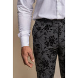 Georgi - Men's Black Floral Trousers