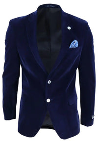 Mens Velvet Blazer Suit Jacket 2 Button Dinner Smart Casual Formal Tailored Fit